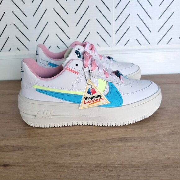 ❤️Nike AF1 Platform Women Shoes Sz 6 White Blue Platform Sneakers DZ5197-100❤️ - Picture 7 of 12